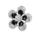 Black White Flower Crystal Metal Brooch Pin 4.9 x 5 cm view 5
