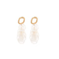 Gold Circle Stud Earrings With White Shell Disc Cascades view 5