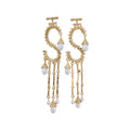 Pearl and Crystal S Shaped Tassel Earrings Fashion Jewelry view 5