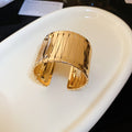 Wide Open Metal Cuff Bangle Diagonal Slat Gold Tone view 6