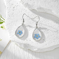 Teardrop Dried Flower Resin Drop Earrings Silver Hooks view 2