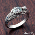 White Gold Hummingbird Ring Aqua Center Blue Accents Sizes 6-10 view 3