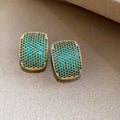 Ombre Crystal Rectangle Stud Earrings in Three Colors view 8