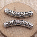 Open Floral Curved Tube Bracelet Connector Metal Jewelry Making Component view 2