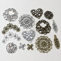 Assorted Floral Filigree Jewelry Connectors in Mixed Metal Tones view 3