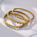 Crystal Heart Hinged Bangles in Gold and Silver Tone view 2