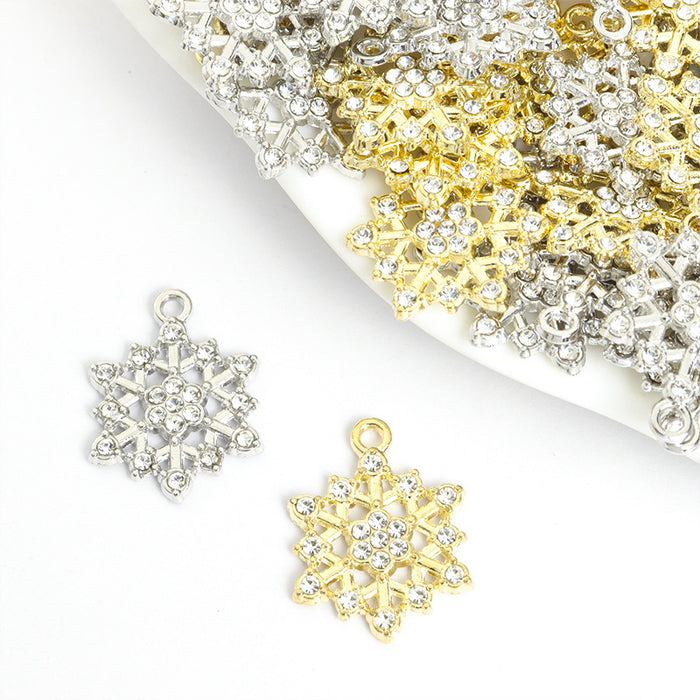 Openwork Crystal Snowflake Charms in Gold and Silver Tones