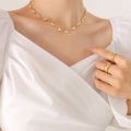 Freshwater Pearl Drop Gold Bar Choker Necklace Extender view 1
