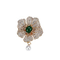 Camellia Crystal Metal Brooch Pin 4 x 5.5 cm for Jackets and Lapels view 5