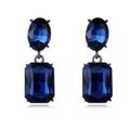 Aqua Black Square Geometric Crystal Five Designs Metal Dangle Earrings view 7
