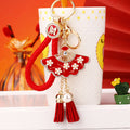 Pearl Flower Fan Tassel Keychains in Three Colors with Fortune and Plain Loops view 1