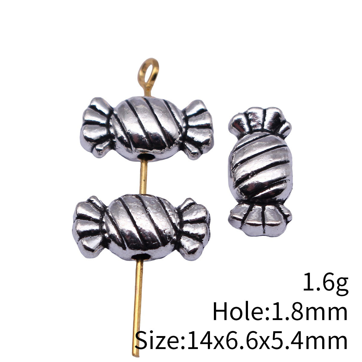 14x6.6x5.4mm 1.6g Antique Silver Tone Zinc Alloy Candy Loose Metal Beads for DIY Bracelet Jewelry