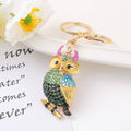 Owl Rhinestone Enamel Keychain Gold Tone 4 Color Styles view 7