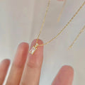 Gold Baguette Rectangular CZ Pendant Necklace Accent view 1