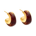 Color Resin Chunky Hoop Studs with Gold Tone Inner Curves view 5