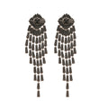 Crystal Fringe Drop Earrings In Three Metallic Colors view 5