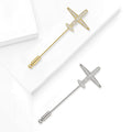 Pavé Crystal Airplane Stick Pin Brooch Gold Silver view 2
