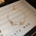 Gold Tone Three Butterfly Chain Bracelet With Crystal And Enamel view 6