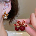 Enamel Flower And Pearl Stud Earrings - 2 Styles Polished Decorative Design view 2