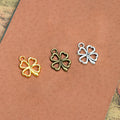 Heart Leaf Four Clover Metal Charm in Three Finishes view 1