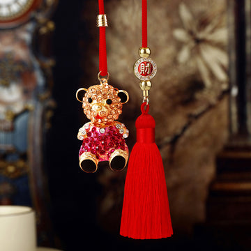 Jeweled Sitting Bear Car Hangers in Three Colors with Unlisted Animal Images