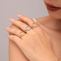 Double Circle Zircon Necklace Bracelet Ring Jewelry Set view 2
