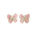 Pink Butterfly Studs and Heart Pearl Drop Earrings view 5