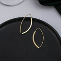 Minimal Leaf Wire Hoop Earrings Gold Silver Geometric Pair view 6