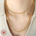 Gold Steel Abstract Body Square Pendant Chain Necklaces view 3