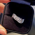 Silver Tone Twisted Multi-Row Clear CZ Band Ring Sizes 6-10 view 3