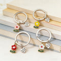 Enamel Flower Thank You Heart Charm Keychain Four Colors view 3