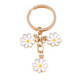 Enamel Daisy Flower Keychain with Three Charms on Split Key Ring view 5