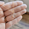 Gold Tone Clear Resin White Flower Geometric Pendant Necklace view 3
