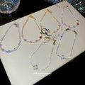 Gold Multicolor Zircon Flower Station Tennis Bracelet view 2