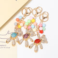 Rhinestone Balloon Bear Keychain Gold Clasp Four Belly Colors view 2