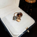 Gold Tone Open Ring With Brown Champagne And Smoky Geometric Stones view 1