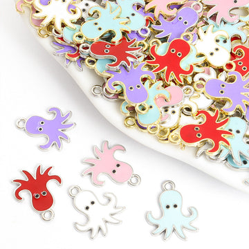 Colorful Enamel Octopus Charms in Gold and Silver Tones