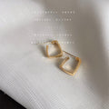 Gold Geometric Rectangular Open Frame Stud Earrings Pair view 2