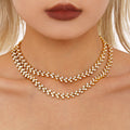 Triangle Cluster Zircon Link Necklaces Gold Steel White Mix view 1