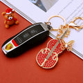 Red Crystal Butterfly Guitar Keychain with Gold Tone Hardware view 2