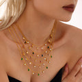 Teardrop Crystal Station Necklace in Five Color Styles view 1
