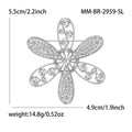 Six Petal Crystal Flower Brooch Openwork Gold Silver view 5
