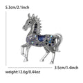 Running Horse Crystal Brooch in Red Gold and Blue Silver view 7