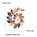 Crystal Leaf Wreath Brooch with Central Pearl for Jackets and Scarves view 6