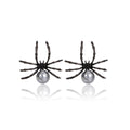 Black Spider and Silver Pearl Look Small Stud Earrings view 5