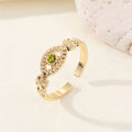 Gold Tone Openwork Crystal Evil Eye Adjustable Rings in Two Colors view 3