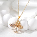 Gold Butterfly Crystal Teardrop Pendant Necklace 4 Colors view 7