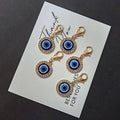 Blue Evil Eye Rhinestone Keychain Gold Lobster Clasp view 2