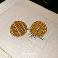 Gold Tone Woven Texture Round Stud Earrings Fashion Jewelry for Women view 4