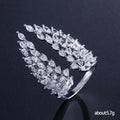 Marquise Leaf Cluster Adjustable Open Ring In Three Metal Tones view 5